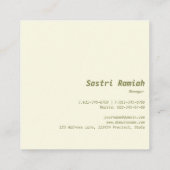 Carte De Visite Carré Bel olivier avec le fruit (Dos)