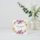 Carte De Visite Carré Belle aquarelle Fleurs Wreath (Debout devant)