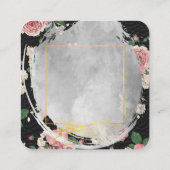 Carte De Visite Carré Belle aquarelle Floral or cuir (Dos)