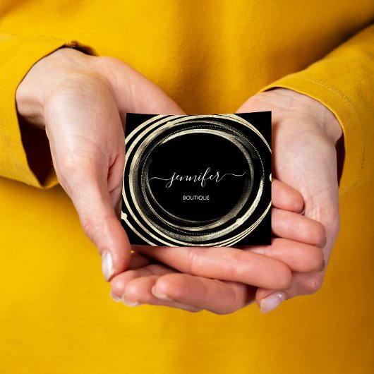 Carte De Visite Carré Belle Boutique Couch Or Noir Blanc QR Code Logo