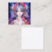 Carte De Visite Carré Belle Dame de l'Anime de Thanksgiving en 3D (Devant / Derrière)