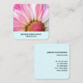 Carte De Visite Carré Belle Fleur rose Gros plan Photo (Devant / Derrière)