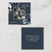 Carte De Visite Carré Belle Flore Bleue avec Photo (Devant / Derrière)