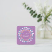 Carte De Visite Carré Belle Lavander violet marbre de Mandala Floral (Debout devant)