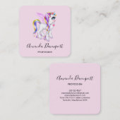Carte De Visite Carré Belle licorne avec Rainbow Mane (Devant / Derrière)
