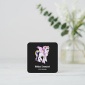 Carte De Visite Carré Belle licorne avec Rainbow Mane (Debout devant)