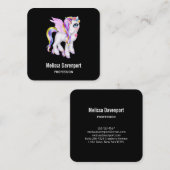Carte De Visite Carré Belle licorne avec Rainbow Mane (Devant / Derrière)