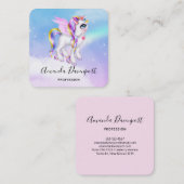 Carte De Visite Carré Belle licorne avec Rainbow Mane (Devant / Derrière)