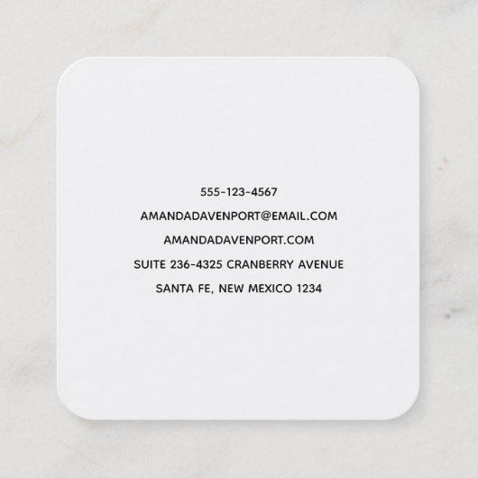 Carte De Visite Carré Belle Mer Tropicale Côte Rocheuse (Dos)