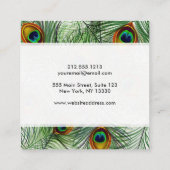 Carte De Visite Carré Belle plume verte de paon (Dos)