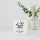 Carte De Visite Carré Belles papillons et fleurs (Debout devant)
