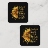 Carte De Visite Carré Béni Par Dieu - Aimé Par Jésus, Tournesol (Devant / Derrière)