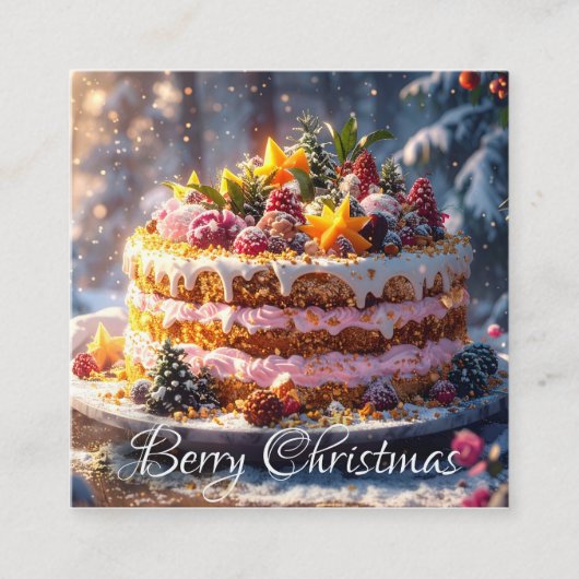 Carte De Visite Carré BERRY CHRISTMAS Flat Note Card (Devant)