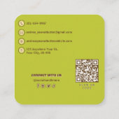 Carte De Visite Carré Beurre d'arachide tendance logo professionnel mign (Dos)