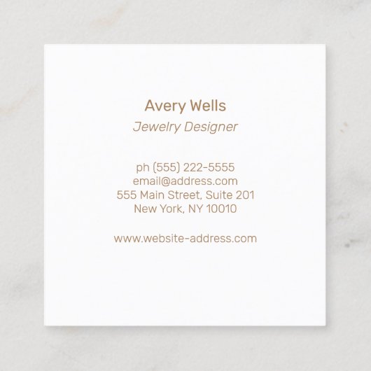 Carte De Visite Carré Bijouterie, bijouterie perlée (Dos)