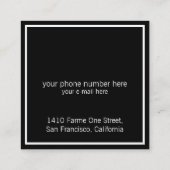 Carte De Visite Carré bijouterie design chic & élégant noir (Dos)