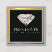 Carte De Visite Carré bijouterie design chic & élégant noir (Devant)