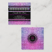 Carte De Visite Carré Bijoux à billes Glitz Glam Diamant de luxe (Devant / Derrière)