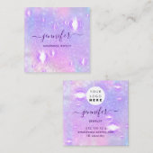 Carte De Visite Carré Bijoux artisanal violet logo mode Holographie (Devant / Derrière)