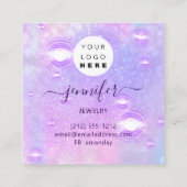 Carte De Visite Carré Bijoux artisanal violet logo mode Holographie (Dos)