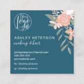 Carte De Visite Carré Bijoux boho floral rose bleu (Dos)