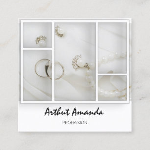 Carte De Visite Carré Bijoux de luxe Pearls Gold White VIP