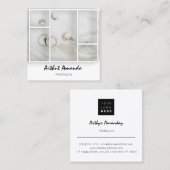 Carte De Visite Carré Bijoux de luxe perles or blanc VIP (Devant / Derrière)