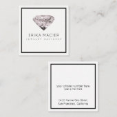 Carte De Visite Carré bijoux design chic & élégant blanc & clair (Devant / Derrière)