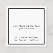 Carte De Visite Carré bijoux design chic & élégant blanc & clair (Dos)