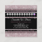 Carte De Visite Carré Bijoux Diamond Cercle rose Glitz Bling Élégant (Dos)