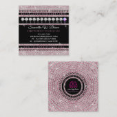Carte De Visite Carré Bijoux rose Bling Diamond Punch Loyauté (Devant / Derrière)