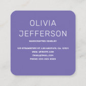 Carte De Visite Carré Bijoux simple moderne Photo d'artiste (Dos)