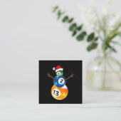 Carte De Visite Carré Billard Snowman de Noël avec billard billard billa (Debout devant)