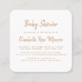 Carte De Visite Carré Billet Baby shower Gold Foil et Script moderne (Devant)