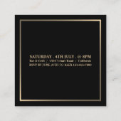 Carte De Visite Carré Billet d'entrée noir & or élégant (Dos)