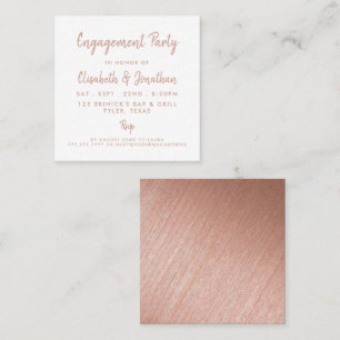 Carte De Visite Carré Billet rose Gold Foil & Script Engagement Party