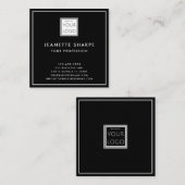 Carte De Visite Carré Black Add Your Logo Professional (Devant / Derrière)