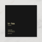 Carte De Visite Carré Black and Gold Hydrangea Floral Geometric Modern (Dos)