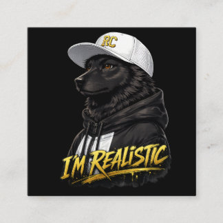 Carte De Visite Carré Black Anime Dog Streetwear Art | I'm Realistic