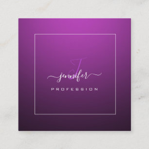 Carte De Visite Carré Black Berry Pink Purple Nom du monogramme Média s