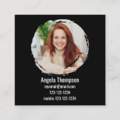 Carte De Visite Carré Black Connect with Me Photo QR Code  (Devant)