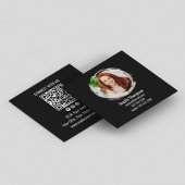 Carte De Visite Carré Black Connect with Me Photo QR Code 