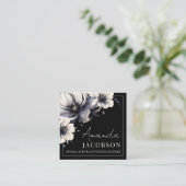 Carte De Visite Carré Black Floral Elegant Professionnel (Debout devant)