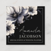 Carte De Visite Carré Black Floral Elegant Professionnel (Devant)