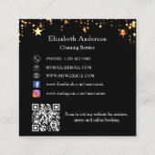 Carte De Visite Carré Black gold stars QR code médias sociaux (Dos)