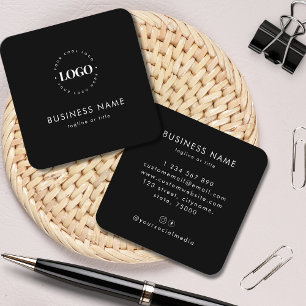 Carte De Visite Carré Black Minimalist Custom Logo Entreprise Profession