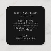 Carte De Visite Carré Black Minimalist Custom Logo Entreprise Profession (Dos)