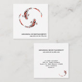 Carte De Visite Carré Black & Red Japanese Koi Fish Artistic (Devant / Derrière)