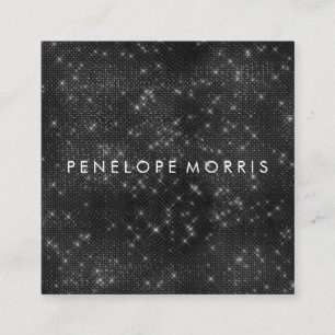 Carte De Visite Carré Black Sparkle Parties scintillant Beauté Stylist