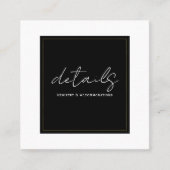 Carte De Visite Carré Black White Gold Modern Minimal Détails Mariage (Devant)